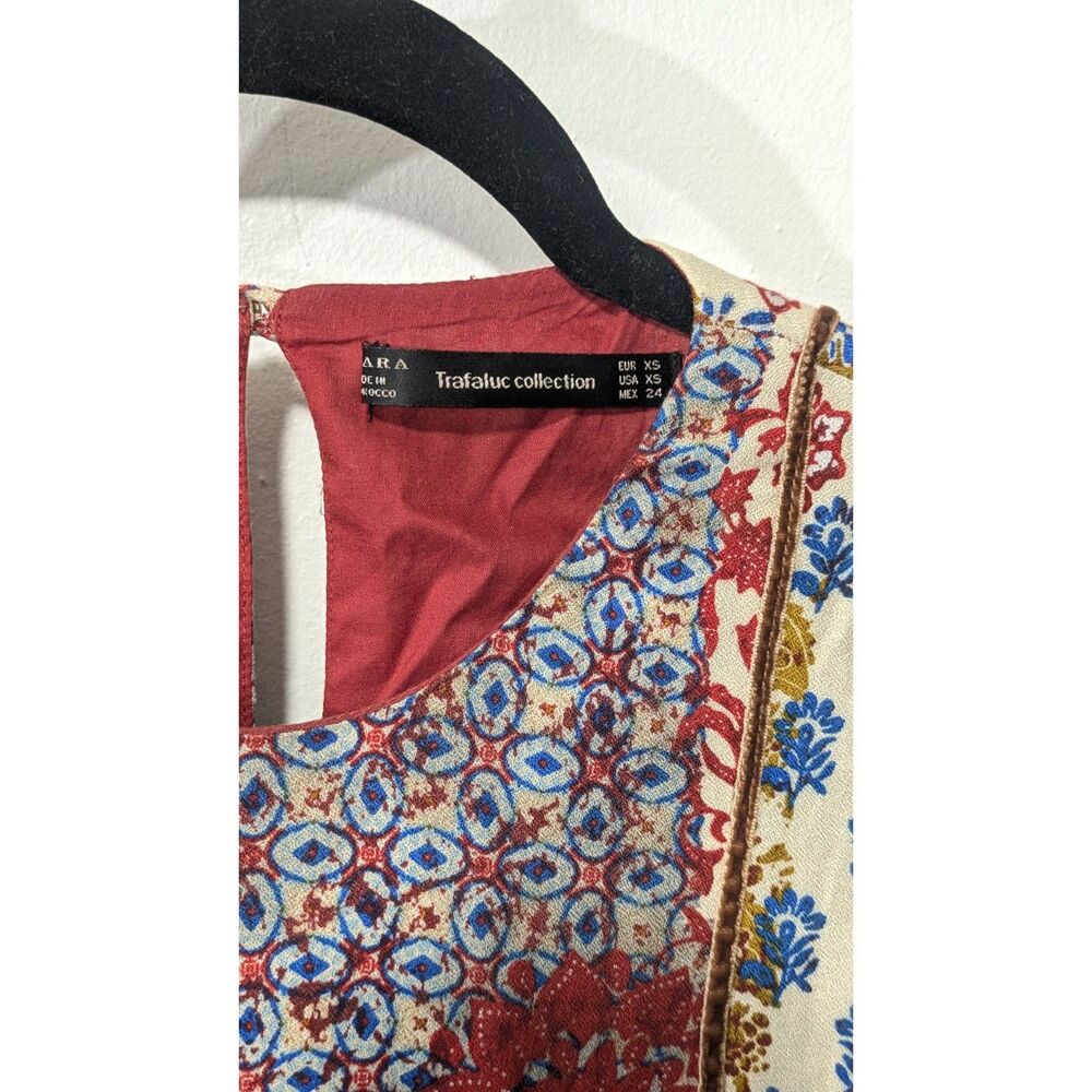 Zara Trafaluc Collection Patchwork Boho Prairie Midi Dress XS - Picture 6 of 6